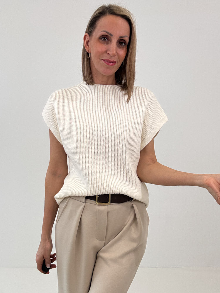 "Cozy Vest" weicher Strickweste aus Viscose - creme