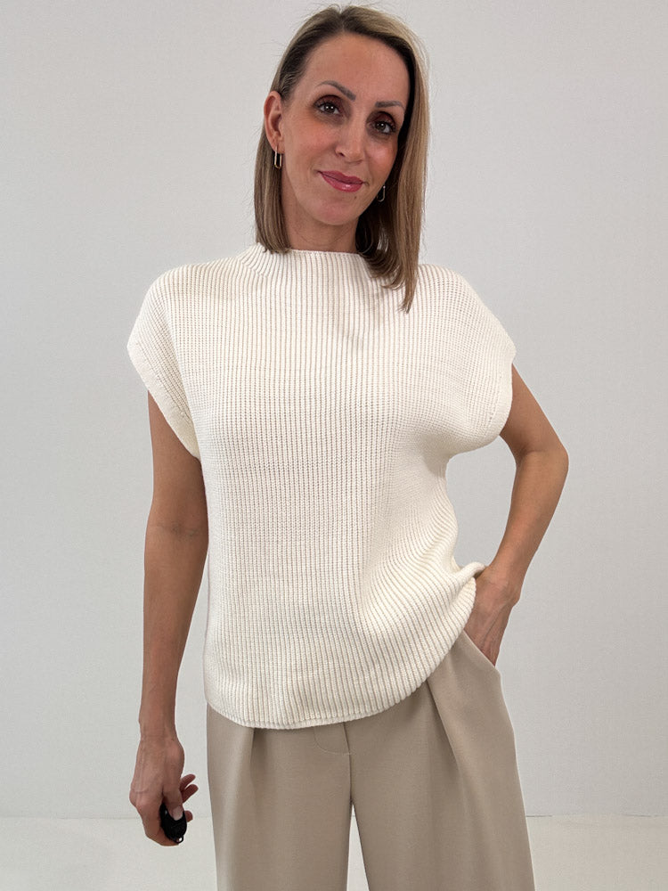 "Cozy Vest" weicher Strickweste aus Viscose - creme