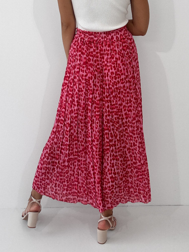 Leo Culotte Plisseehose  - rosa/rot
