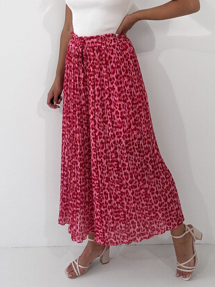 Leo Culotte Plisseehose  - rosa/rot