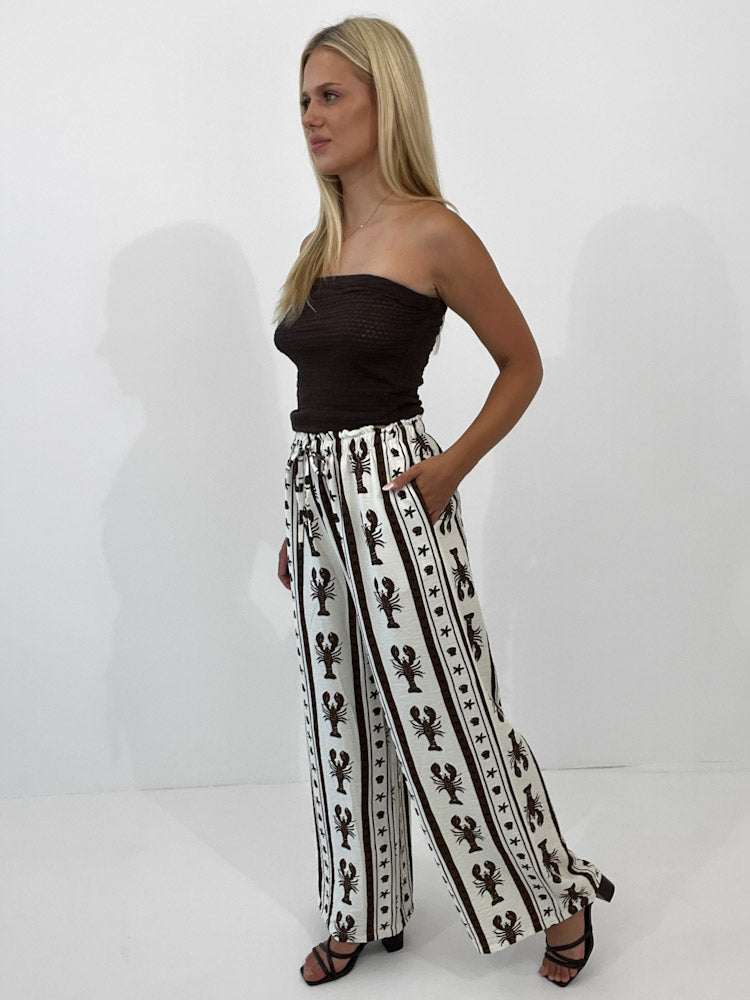 "Mare Mio Lobster" stylische Hose aus Viscose - braun/weiß
