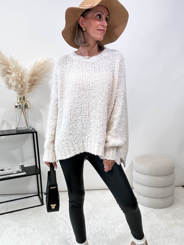 "Bouclé" kuscheliger Oversize Pulli - creme