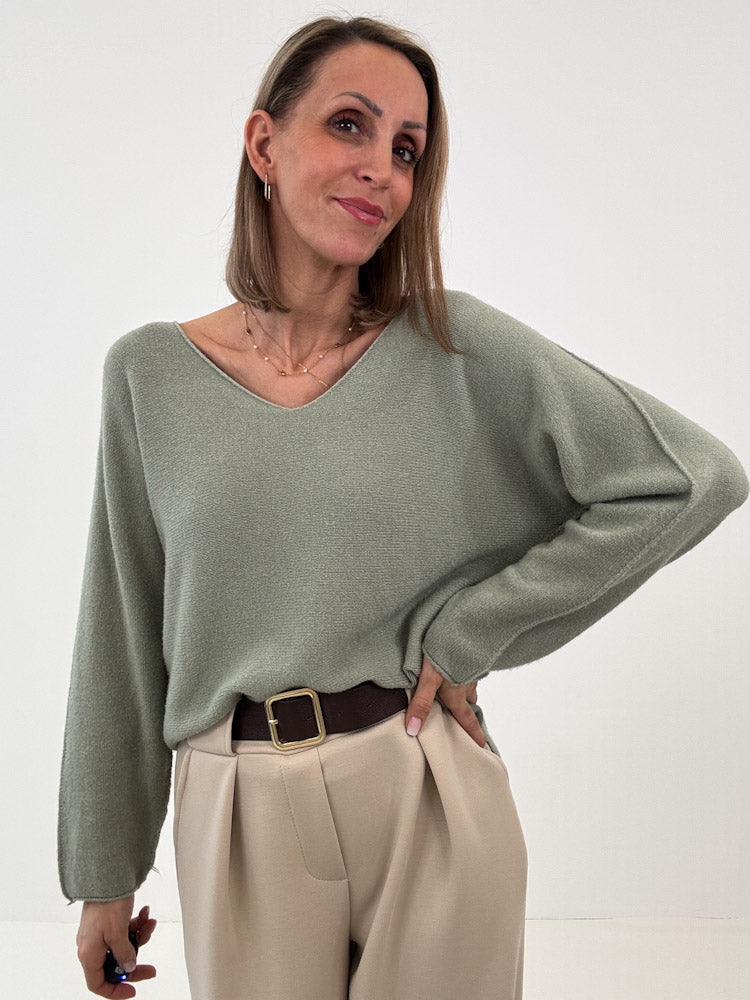 "Vicenza V" weicher Pullover mit V-Ausschnitt aus Viscose - sabei