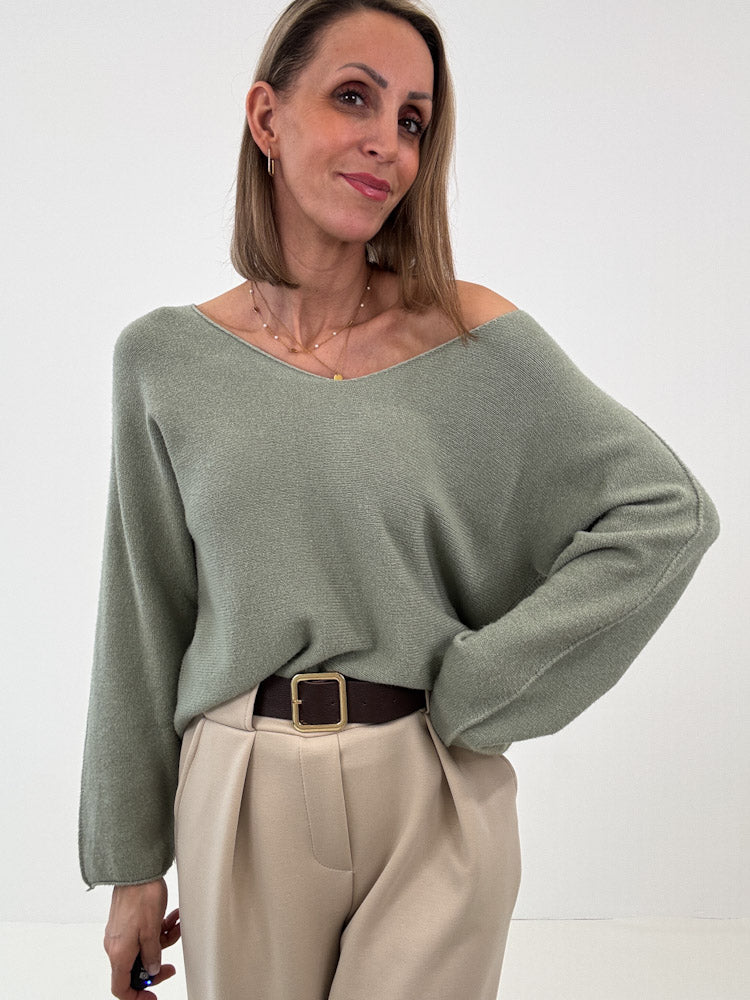 "Vicenza V" weicher Pullover mit V-Ausschnitt aus Viscose - sabei