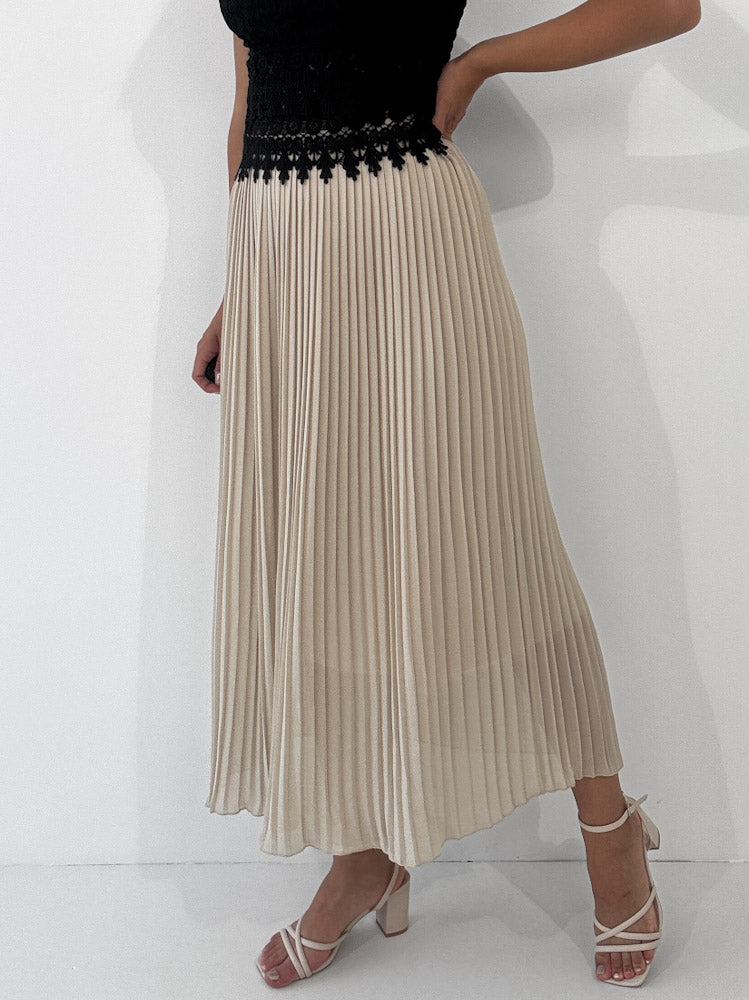 "Skirt" stylischer Plissee Rock - beige