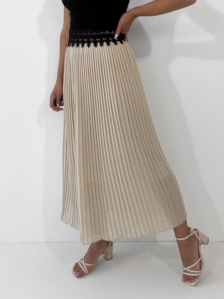 "Skirt" stylischer Plissee Rock - beige