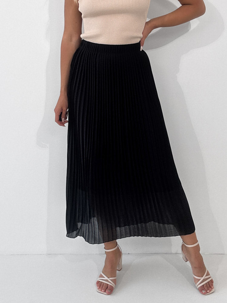 "Skirt" stylischer Plissee Rock - schwarz