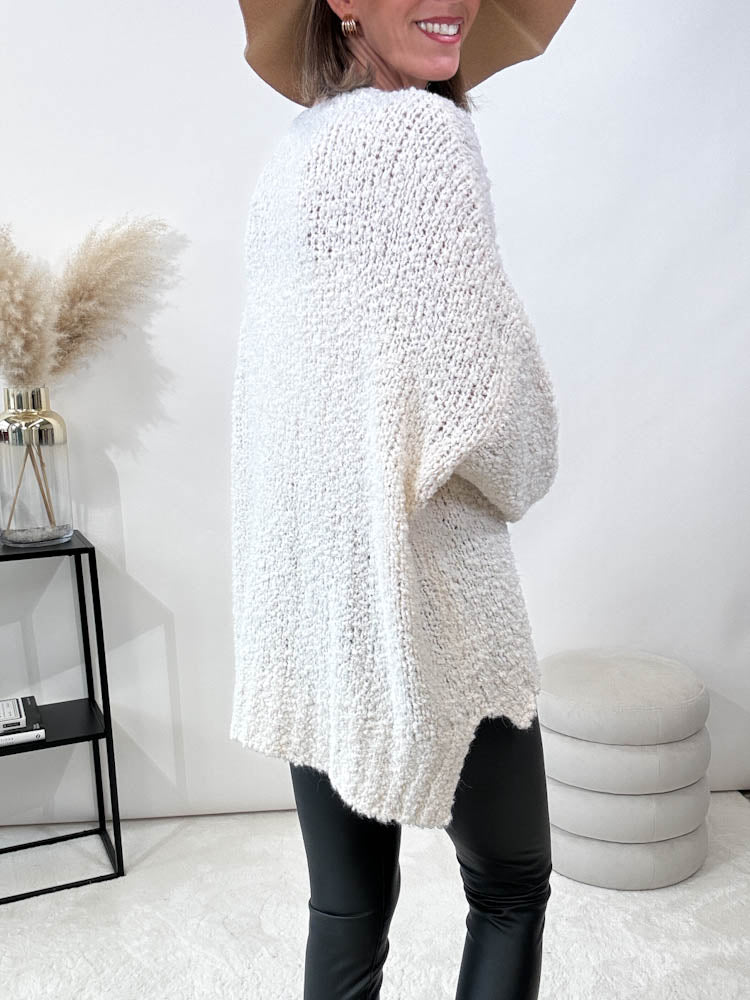 "Bouclé" kuscheliger Oversize Pulli - creme