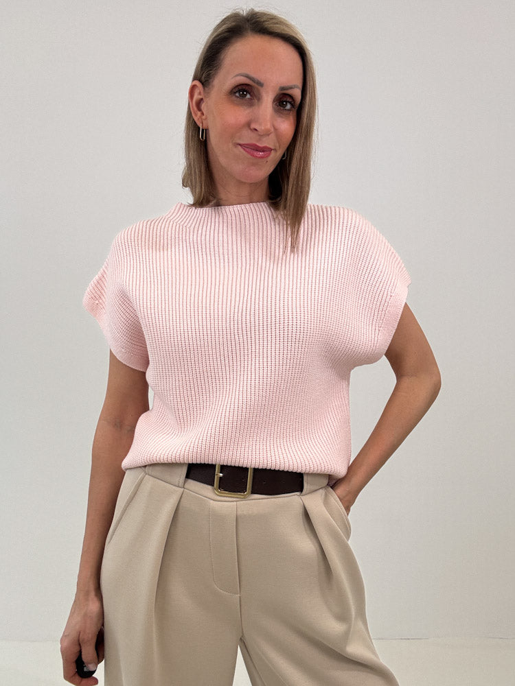 "Cozy Vest" weicher Strickweste aus Viscose - puderrosa