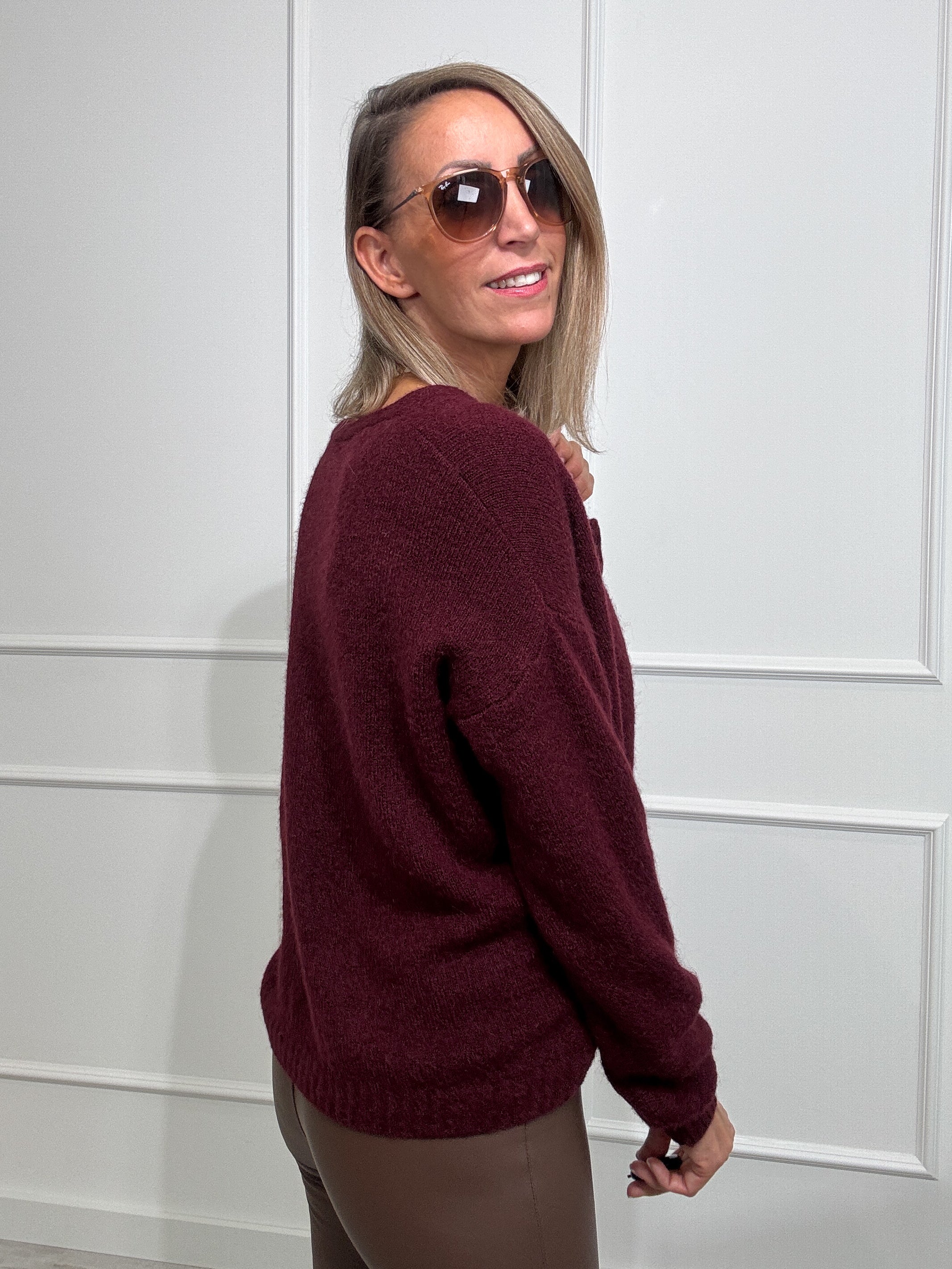 "Orlando V" kuscheliger Cardigan - bordeaux