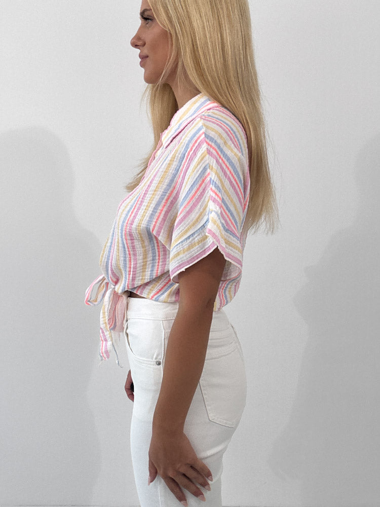 "Musselin Stripey" kurze Bluse - bunt