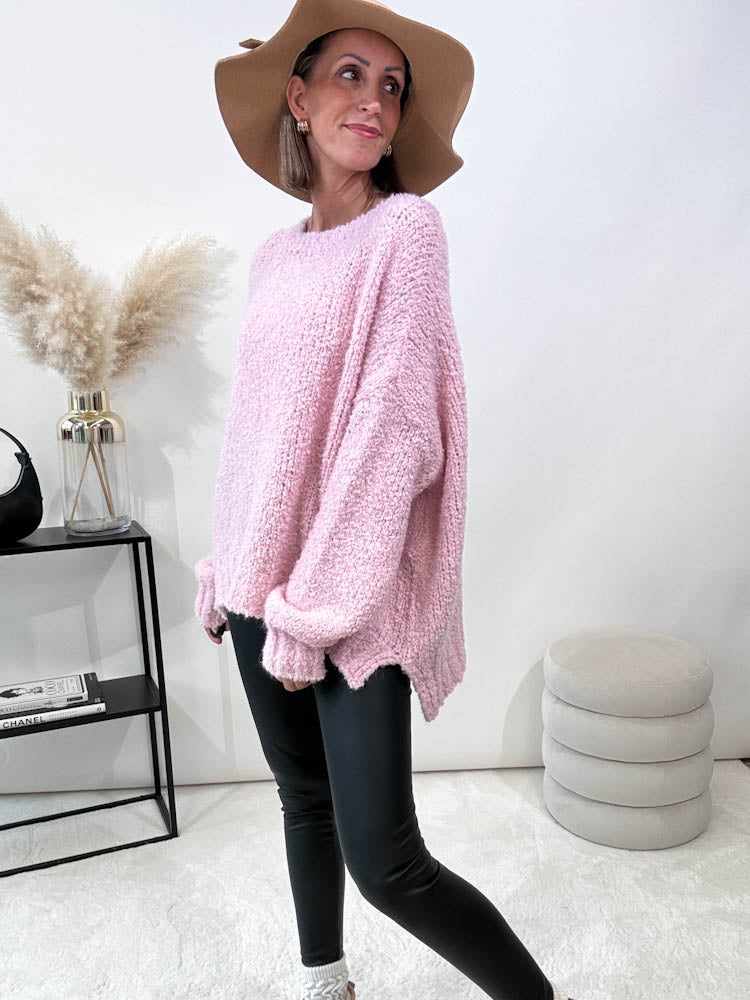 "Bouclé" kuscheliger Oversize Pulli - rosa