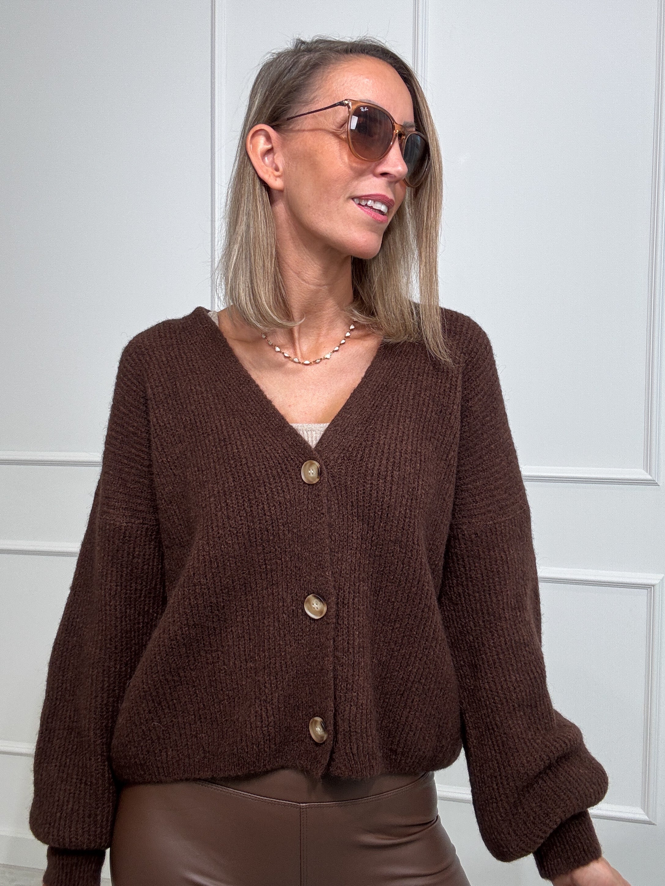 "New York V" weicher Strickpullover - choco braun