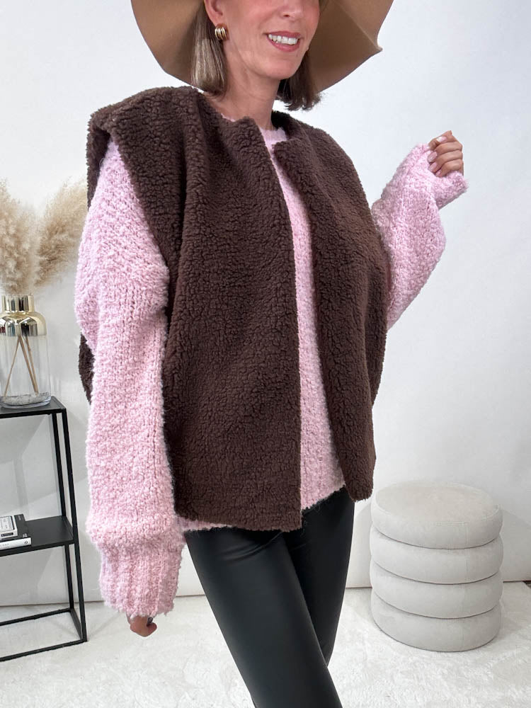 "Bouclé" kuscheliger Oversize Pulli - rosa