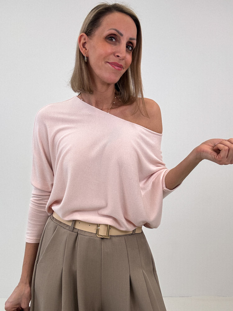 "Soft" weiches Longshirt aus Viscose & Wolle - puderrosa