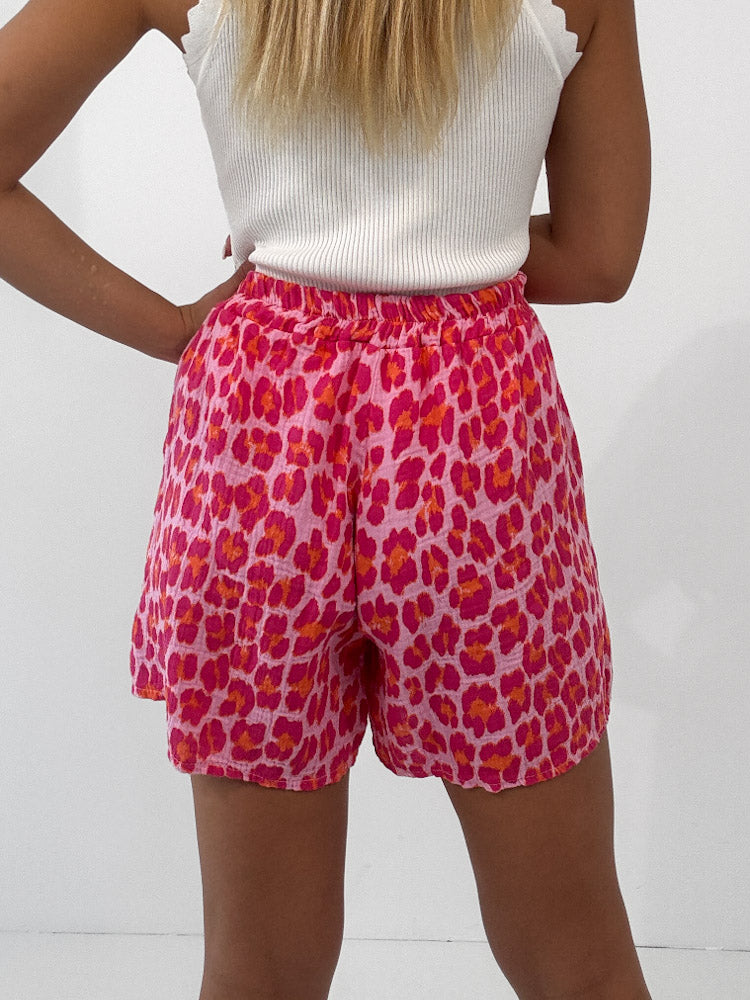 "Shorty Leo" Short aus Musselin - pink/orange