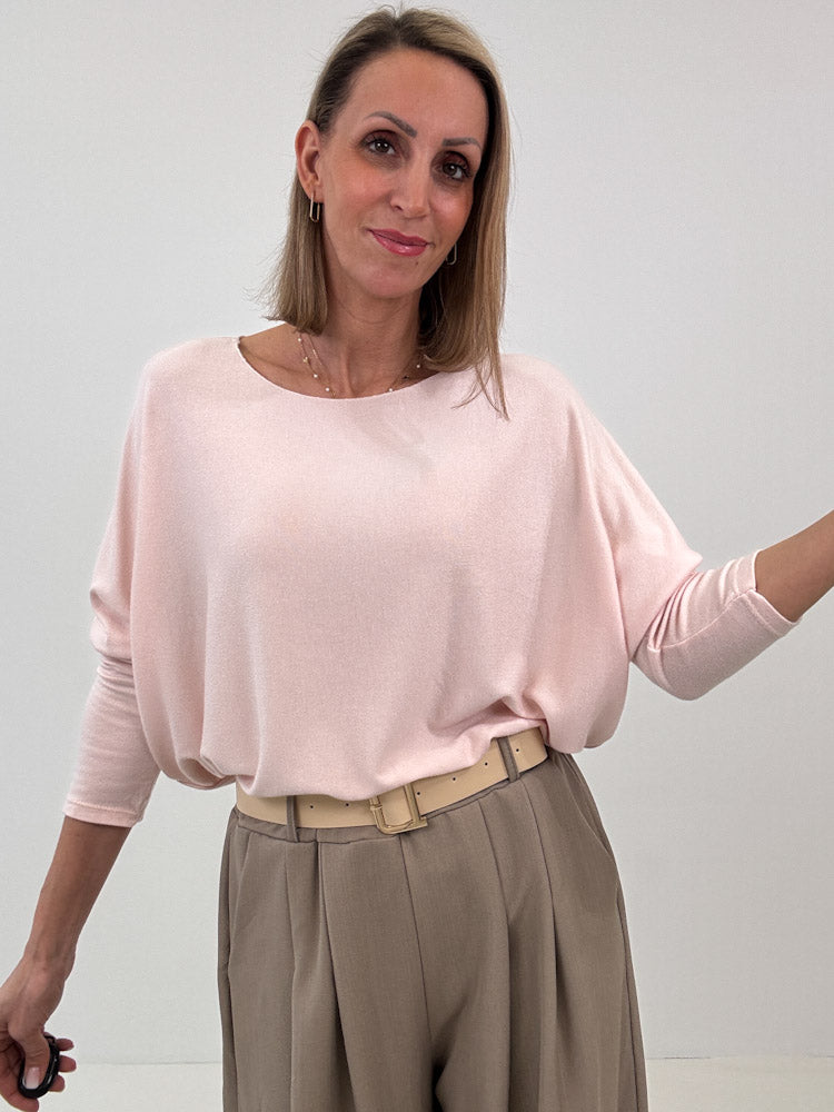 "Soft" weiches Longshirt aus Viscose & Wolle - puderrosa