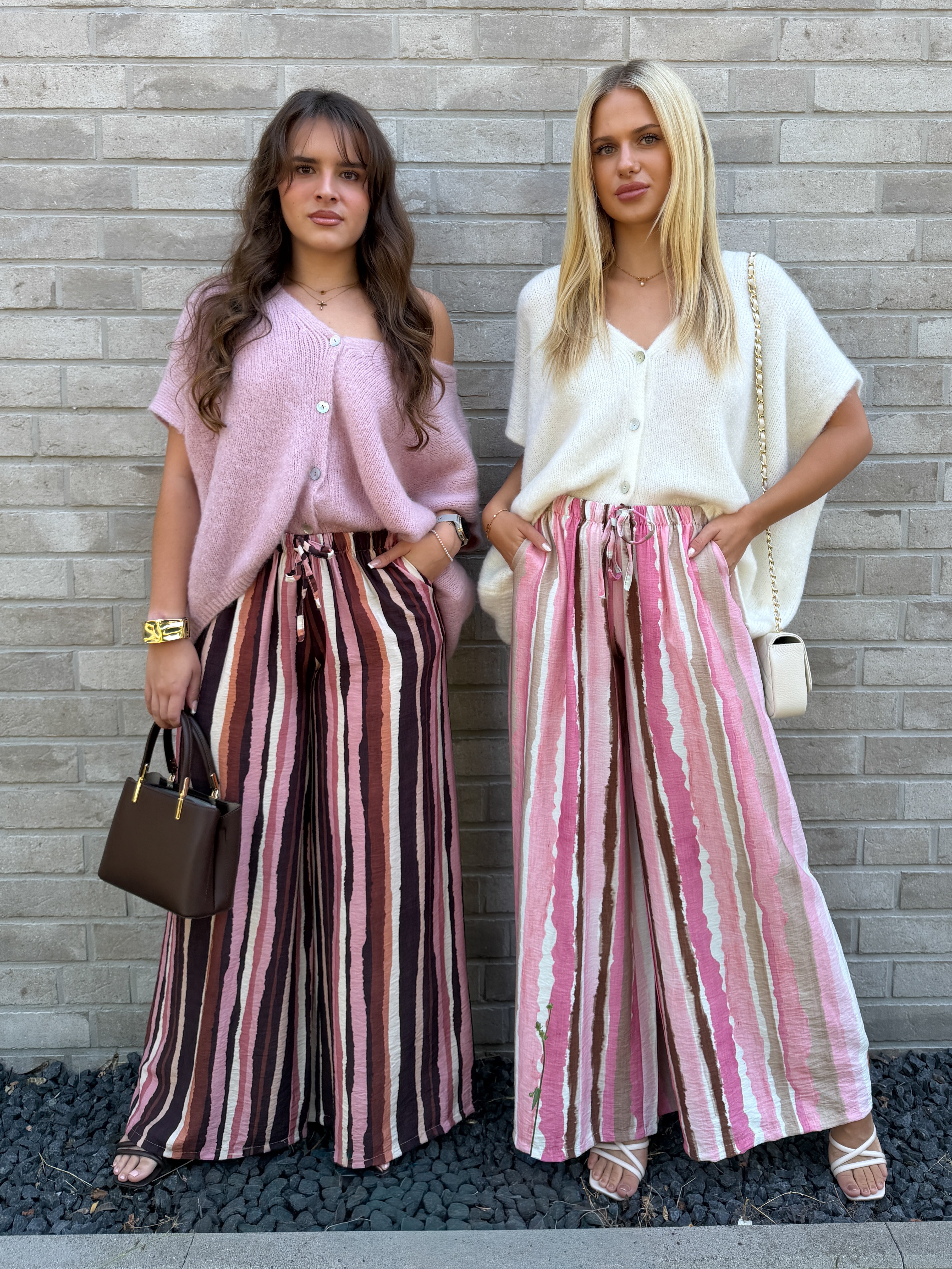 "Milano Stripes" weiche Hose aus Viscose - rosa/pink