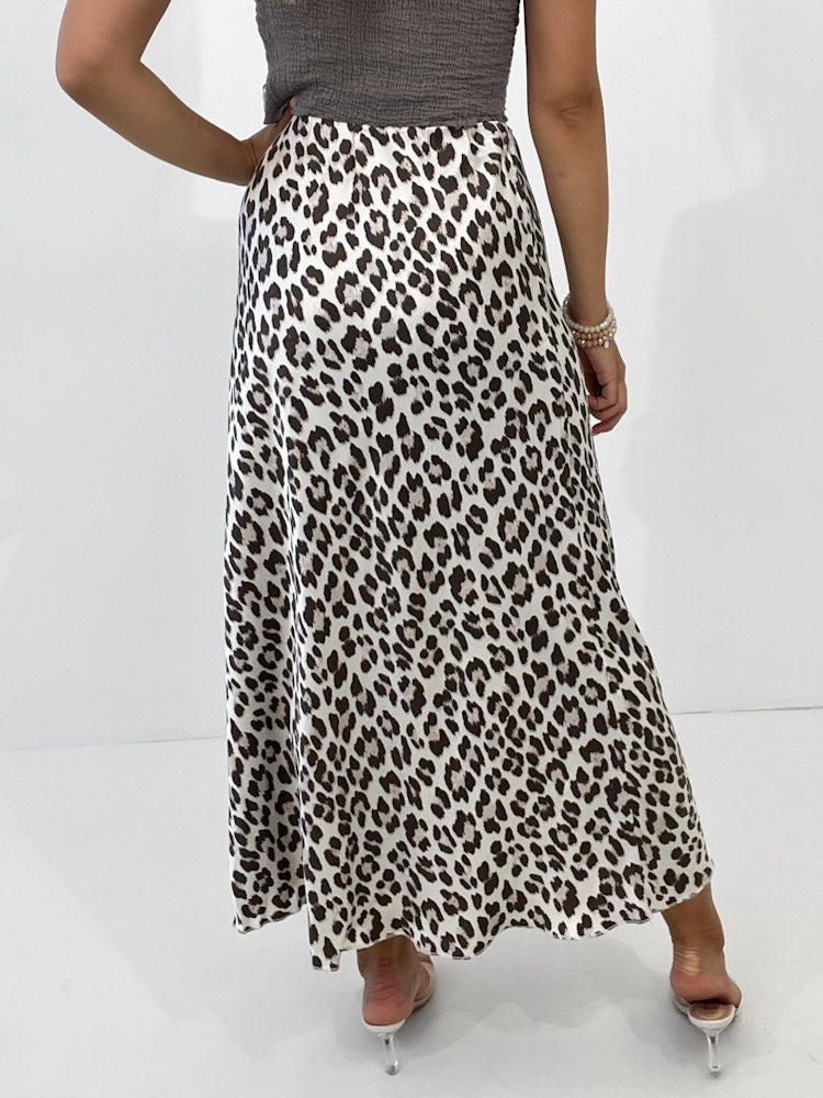 "Silky Leo Maxi" Rock aus Viskose - creme/mocca