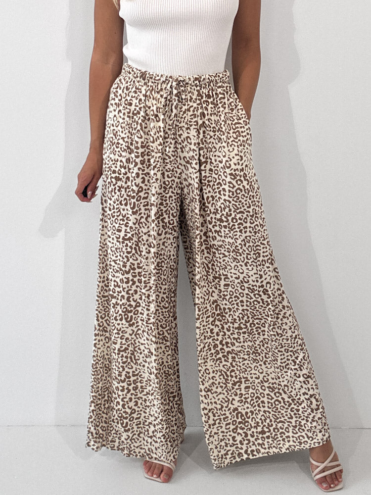 "Pienza Leo" weiche Hose aus Viscose - beige/mocca