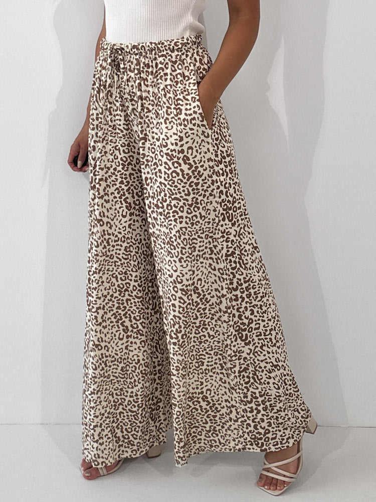 "Pienza Leo" weiche Hose aus Viscose - beige/mocca