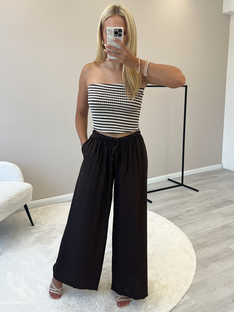 "Nizza Stripes" Tube Top aus Baumwollle - braun/beige
