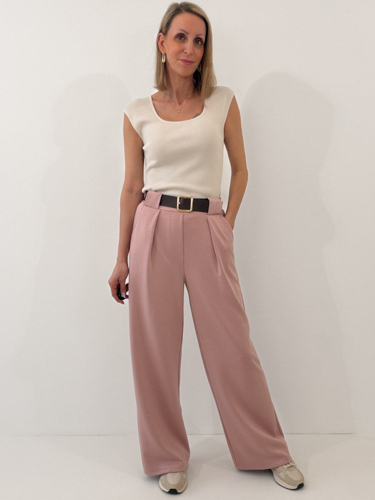 "Pari" elastische Hose aus Viskose  - altrosa