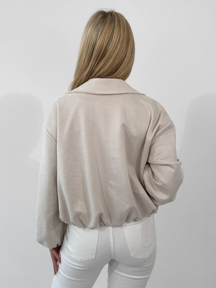 "Mona" weiche Jacke in Velourleder Optik  - hellbeige