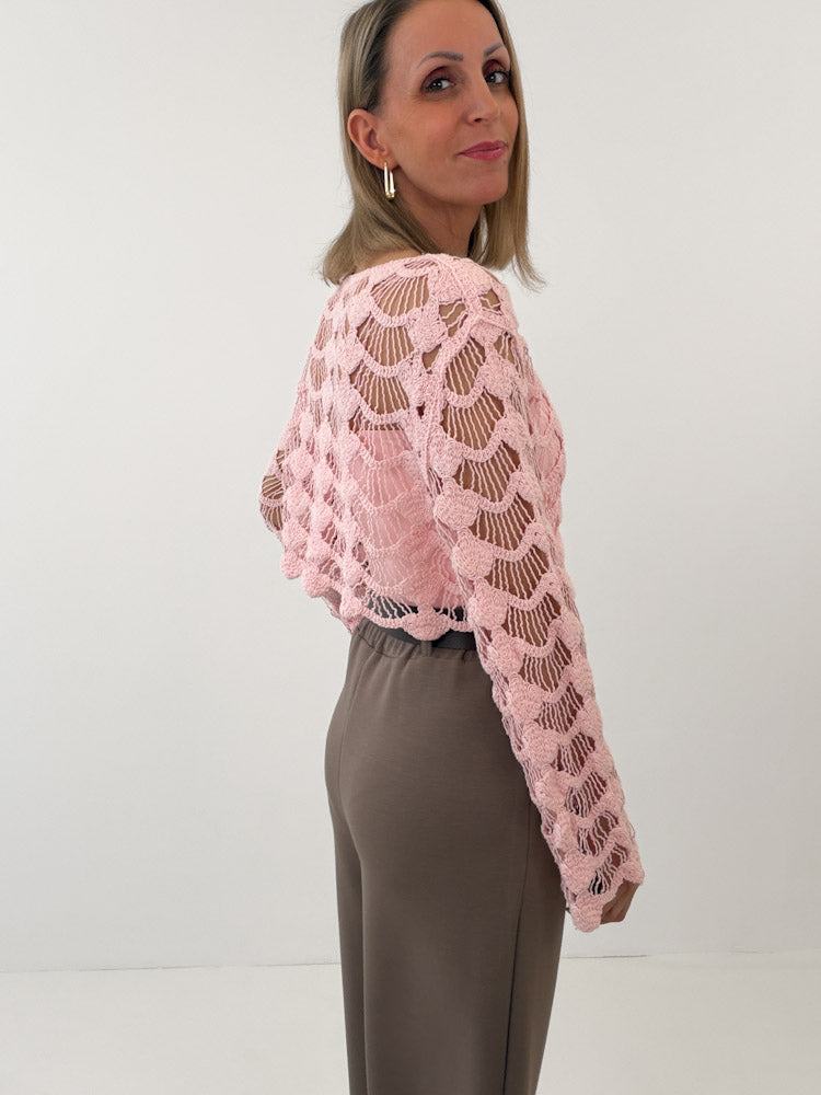 "Conchiglia" süßes Crochet Top - rosa