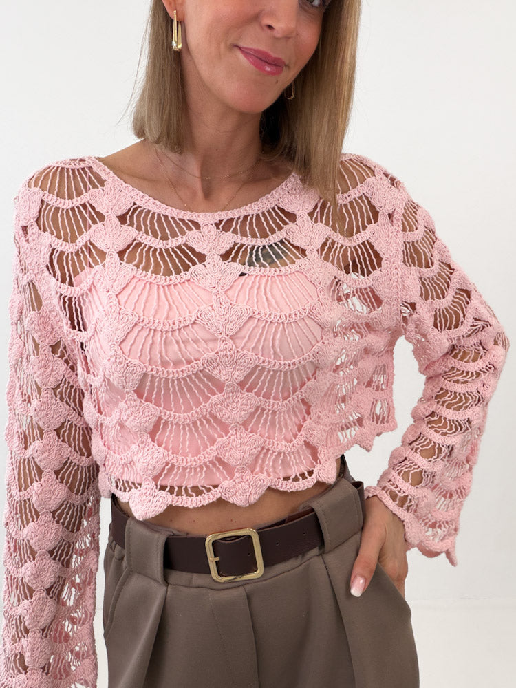 "Conchiglia" süßes Crochet Top - rosa