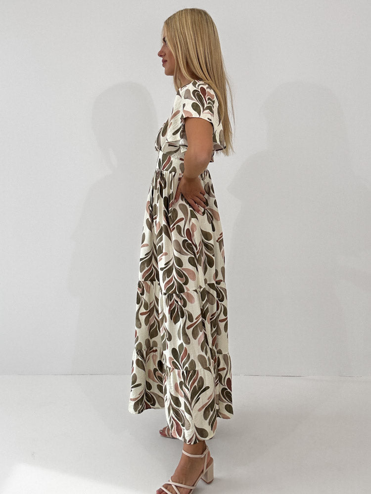 "Summer Dress" schönes Kleid aus Vicose - creme/olive