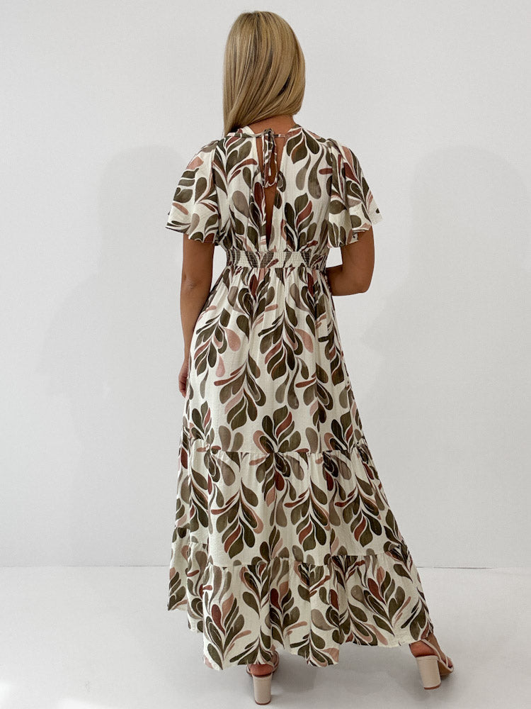 "Summer Dress" schönes Kleid aus Vicose - creme/olive