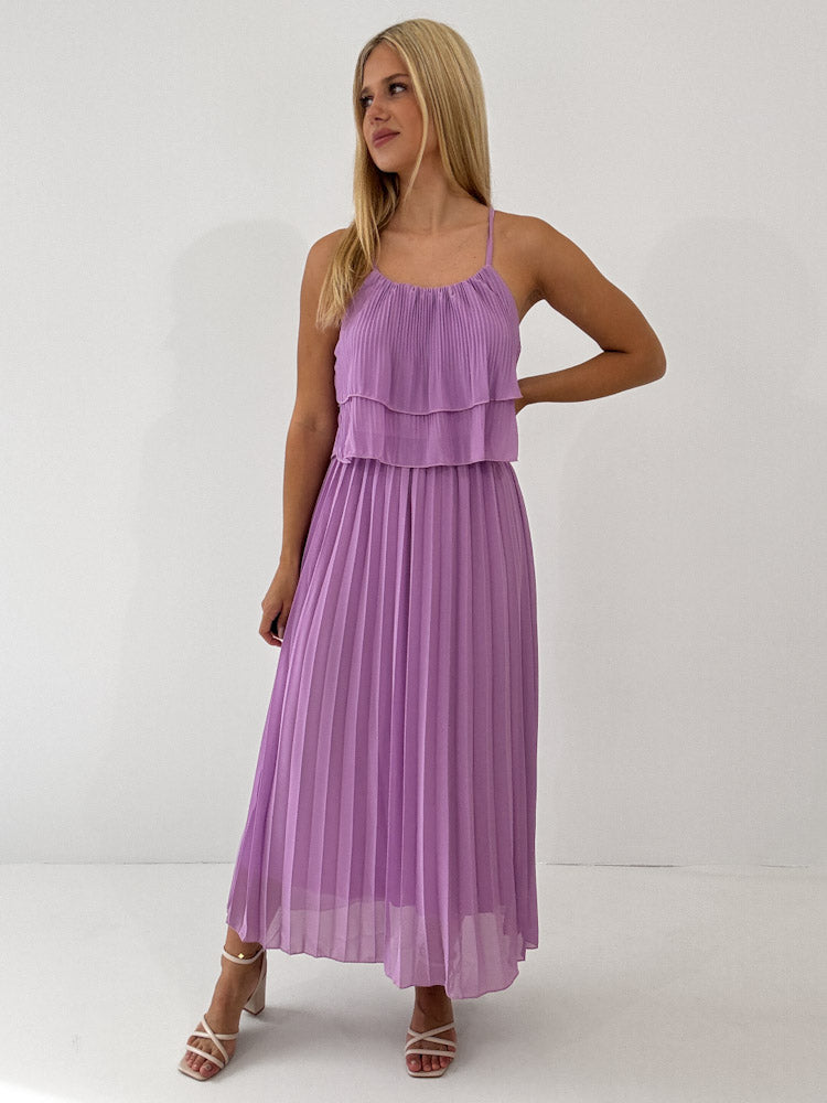 "Milano" Plissee Kleid - lila