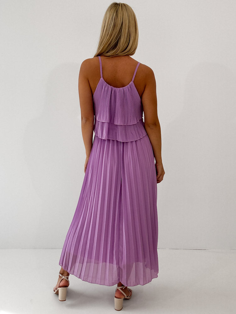 "Milano" Plissee Kleid - lila