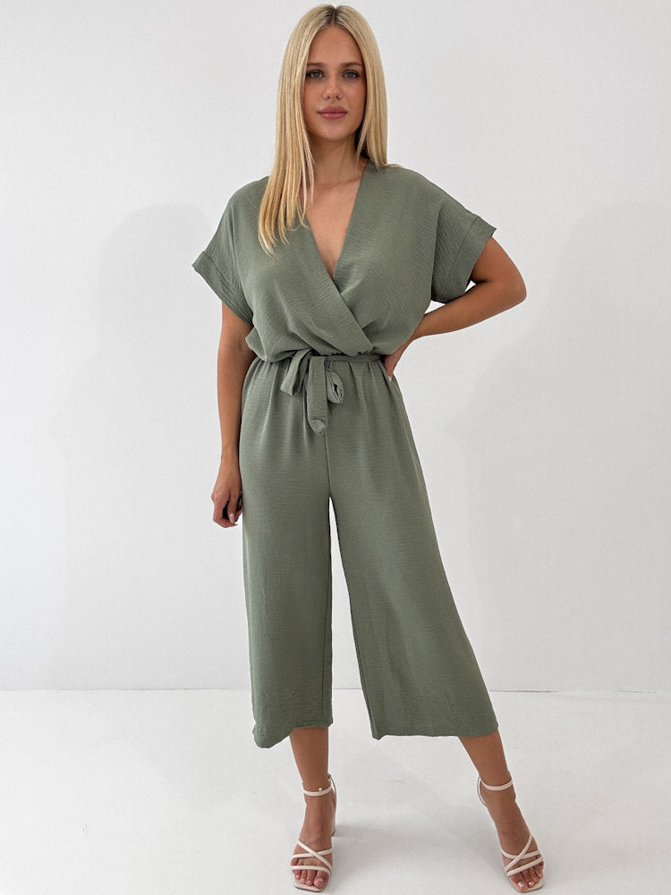 "Sunshine" stylischer Jumpsuit - matcha grün