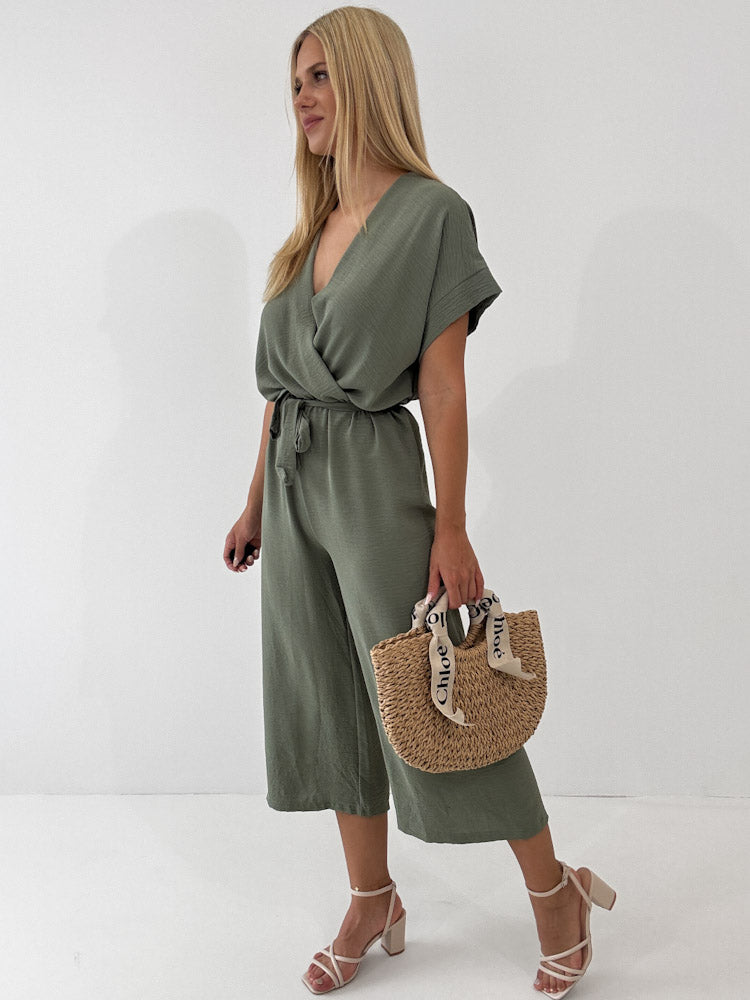"Sunshine" stylischer Jumpsuit - matcha grün
