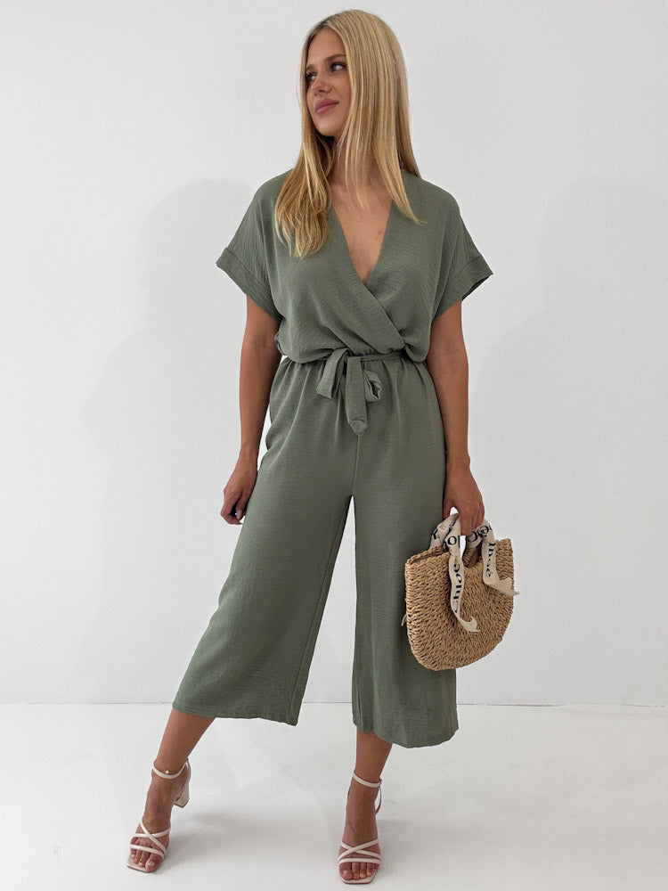 "Sunshine" stylischer Jumpsuit - matcha grün