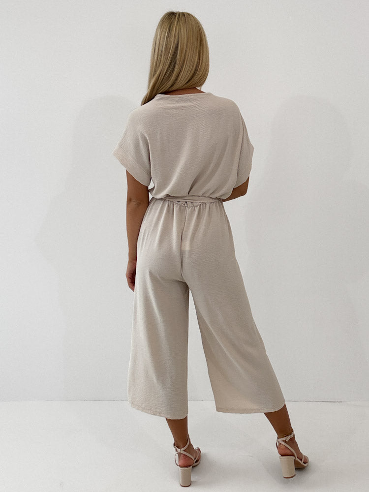 "Sunshine" stylischer Jumpsuit - beige