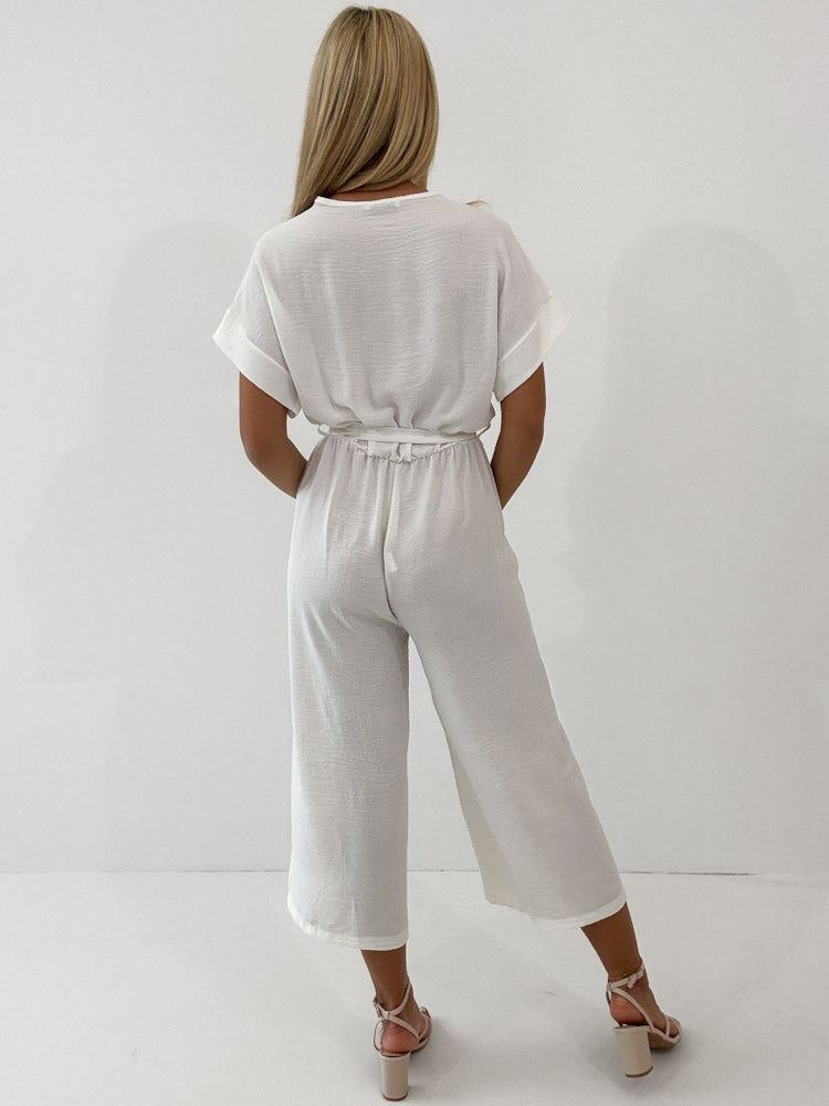 "Sunshine" stylischer Jumpsuit - weiß