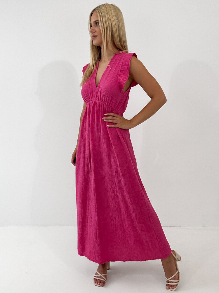 "Pianosa" tolles Maxikleid aus Musselin - pink
