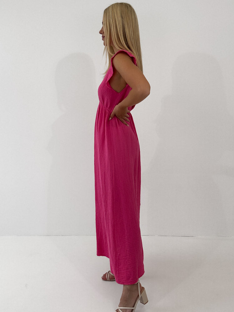 "Pianosa" tolles Maxikleid aus Musselin - pink