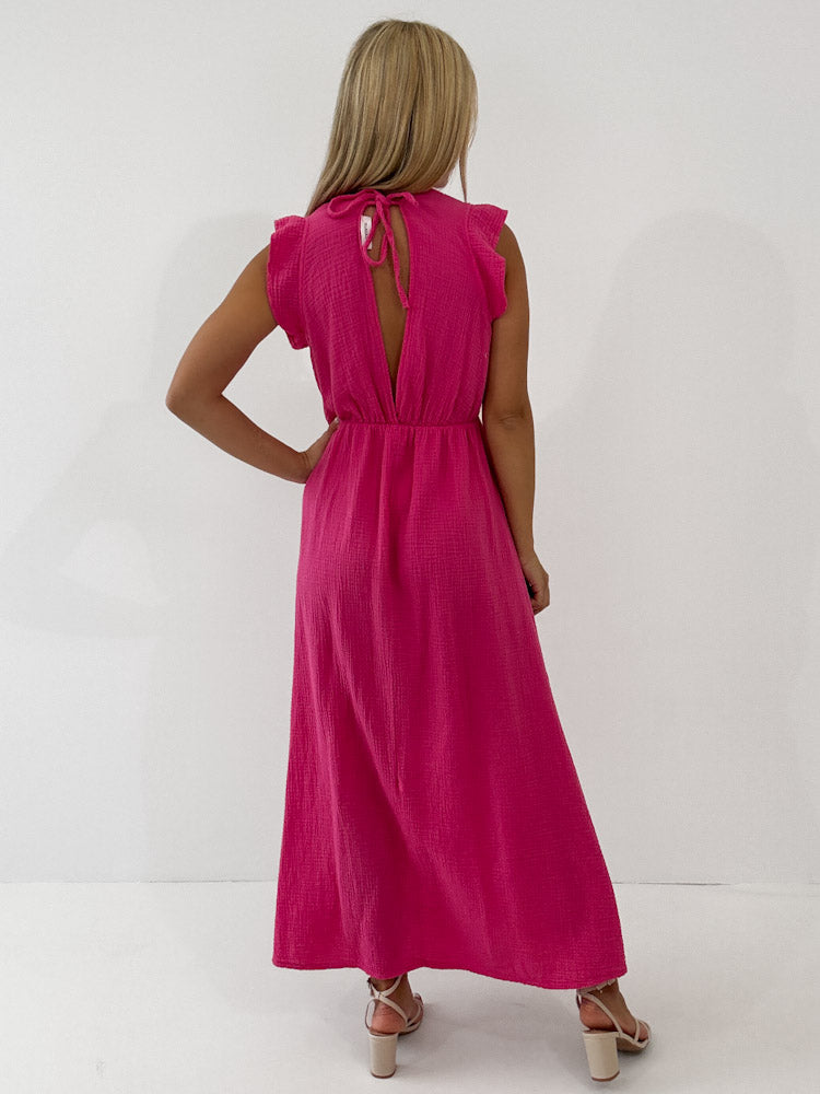 "Pianosa" tolles Maxikleid aus Musselin - pink
