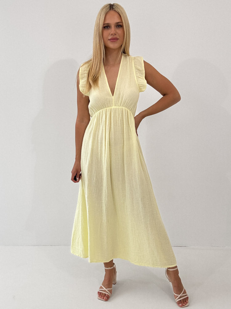 "Pianosa" - tolles Maxikleid aus Musselin - lemon ice