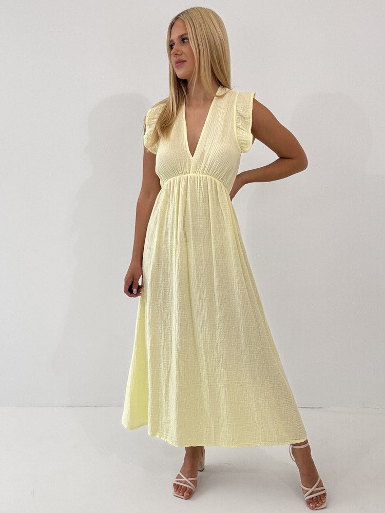 "Pianosa" - tolles Maxikleid aus Musselin - lemon ice