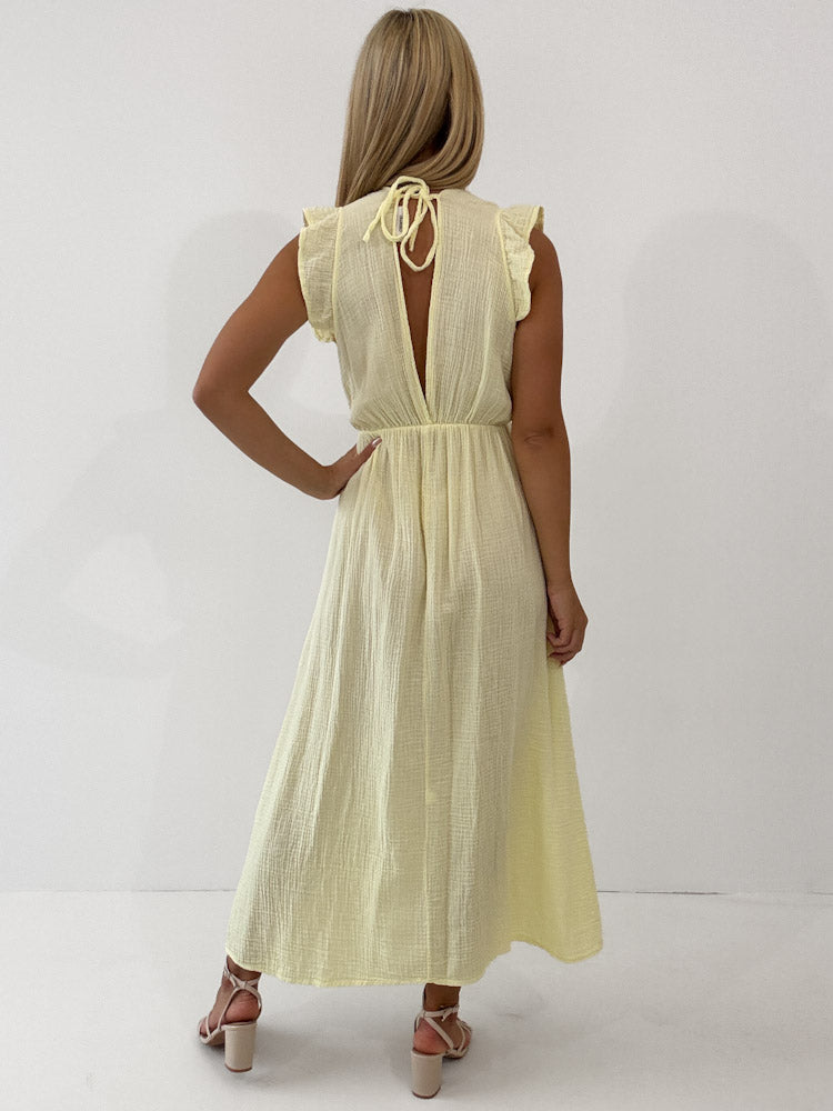 "Pianosa" - tolles Maxikleid aus Musselin - lemon ice