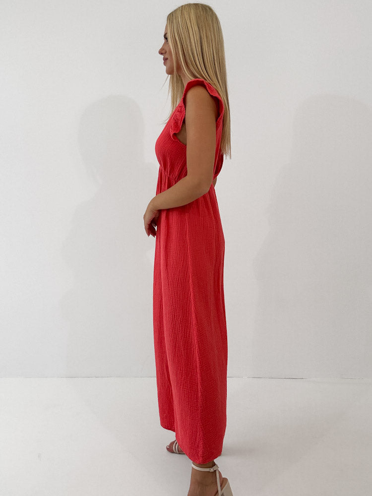 "Pianosa" tolles Maxikleid aus Musselin - coral
