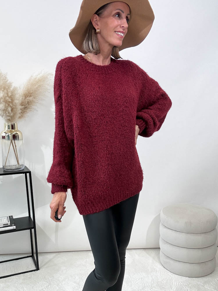 "Softi" kuscheliger Pulli - bordeaux