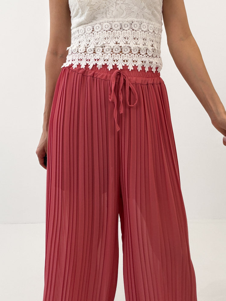 Plissee Culotte Hose - indian rose