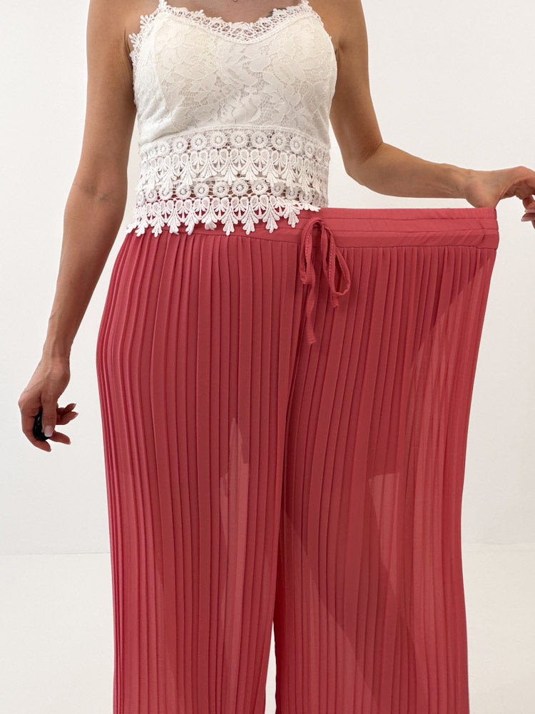 Plissee Culotte Hose - indian rose