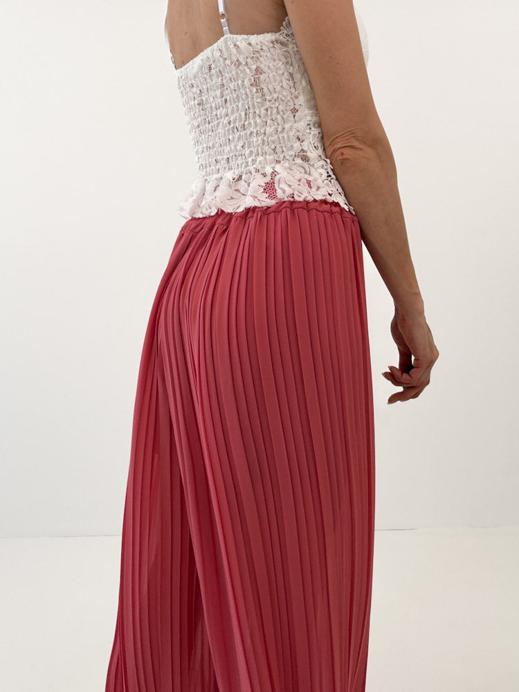 Plissee Culotte Hose - indian rose